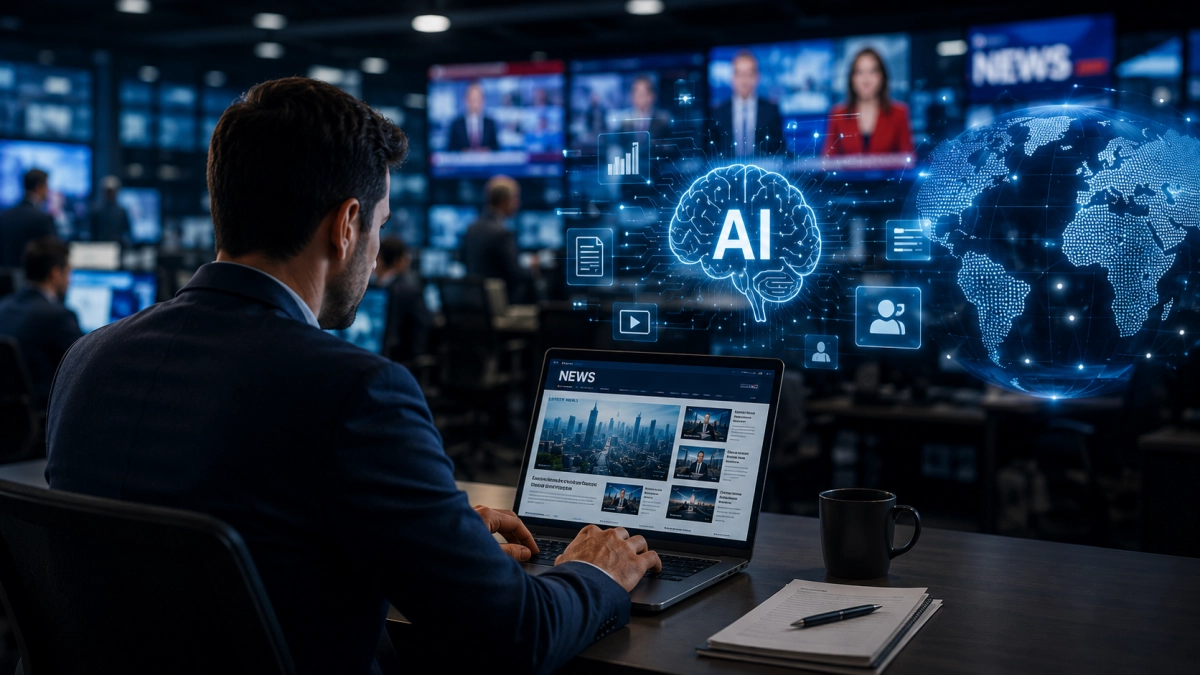 Artificial intelligence transforming digital journalism and modern news publishing.