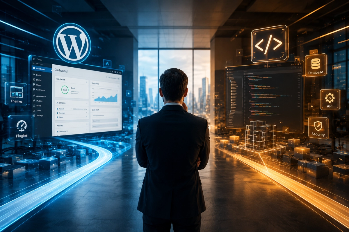 Comparison between WordPress and custom website development for business projects